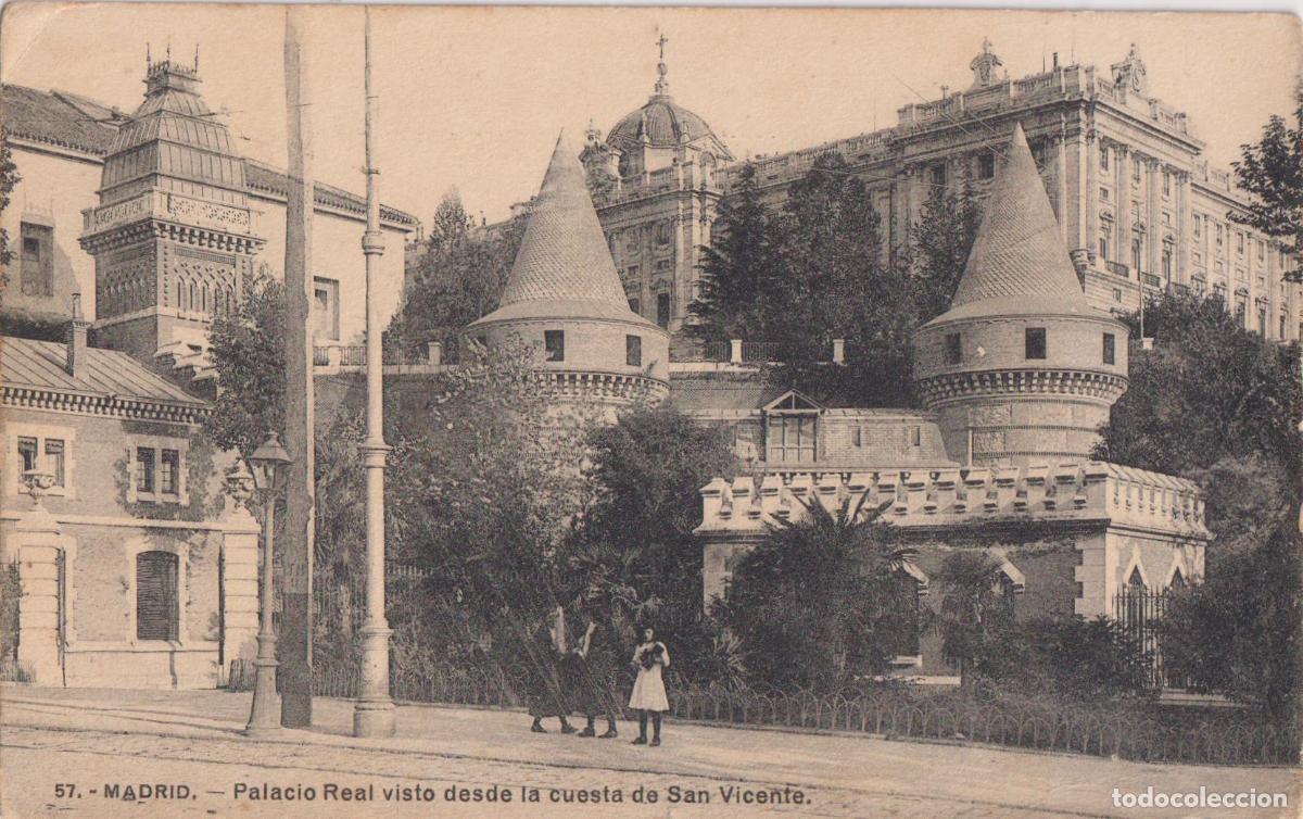 Postales: MADRID, PALACIO REAL VISTO DESDE LA CUESTA DE SAN VICENTE - ESCRITA 1914