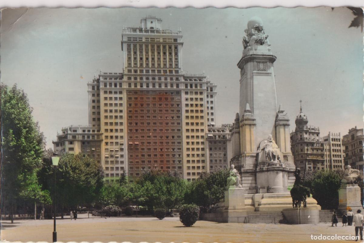 Postales: MADRID, PLAZA DE ESPA&Ntilde;A, MONUMENTO A CERVANTES - GARCIA GARRABELLA N&ordm;78 - CIRCULADA