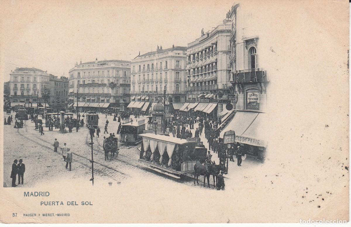 Cartes Postales: POSTAL DE MADRID - PUERTA DEL SOL - HAUSER Y MENET - NUM 37 - DE LAS PRIMERAS POSTALES