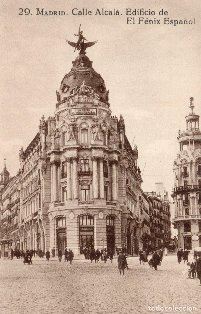 Postais: BONITA POSTAL - MADRID - CALLE ALCALA - EDIFICIO DE EL FENIX ESPA&Ntilde;OL - GRAFOS