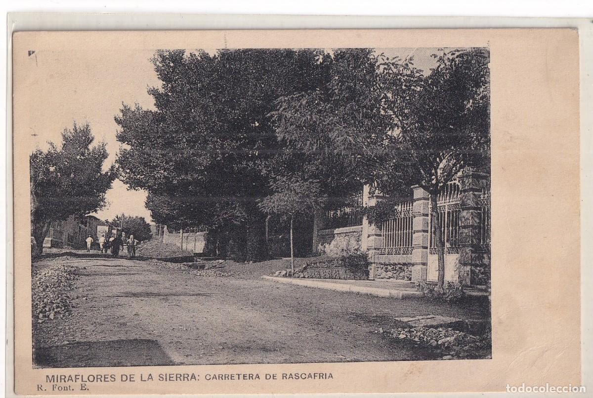 Cartes Postales: Miraflores de la Sierra. Carretera de Rascafr&iacute;a. R. font E. Circulada en 1916 sello desprendido.