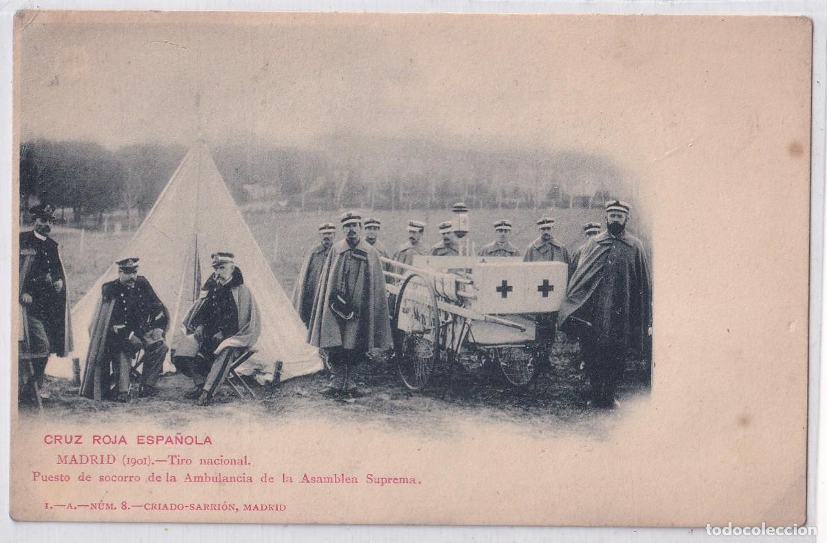 Postcards: Cruz Roja Espa&ntilde;ola. Madrid. 1901 Tiro nacional. Puesto de socorro de la ambulancia de la Asamblea