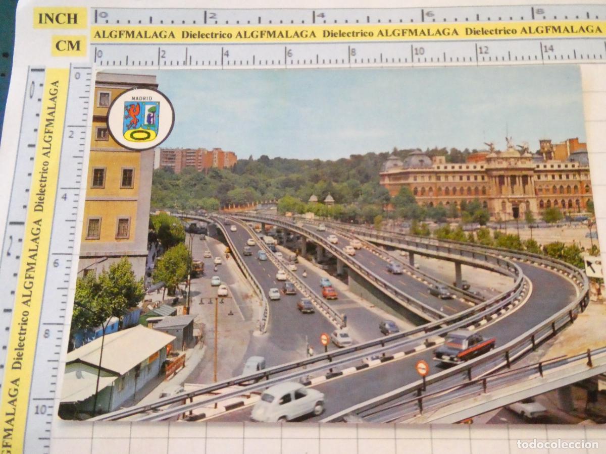 Postais: POSTAL DE MADRID. A&Ntilde;O 1968 PASOS ELEVADOS DE LA GLORIETA DEL EMPERADOR CARLOS V. SEAT 600 63 B. 2866