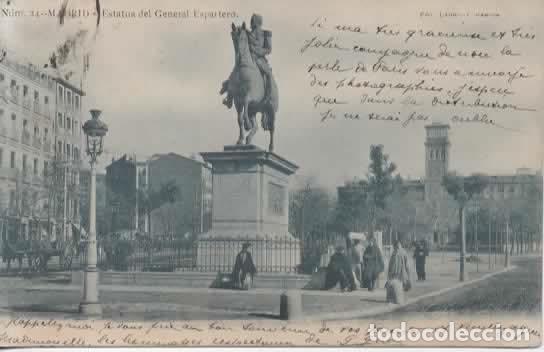 Postales: MADRID ESTATUA DE ESPARTERO DORSO SIN DIVIDIR
