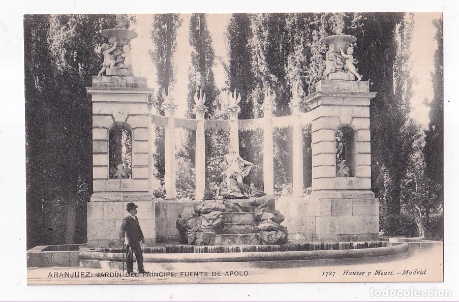 Postales: POSTAL. ARANJUEZ. JARD&Iacute;N DEL PR&Iacute;NCIPE. FUENTE DE APOLO. HAUSER Y MENET