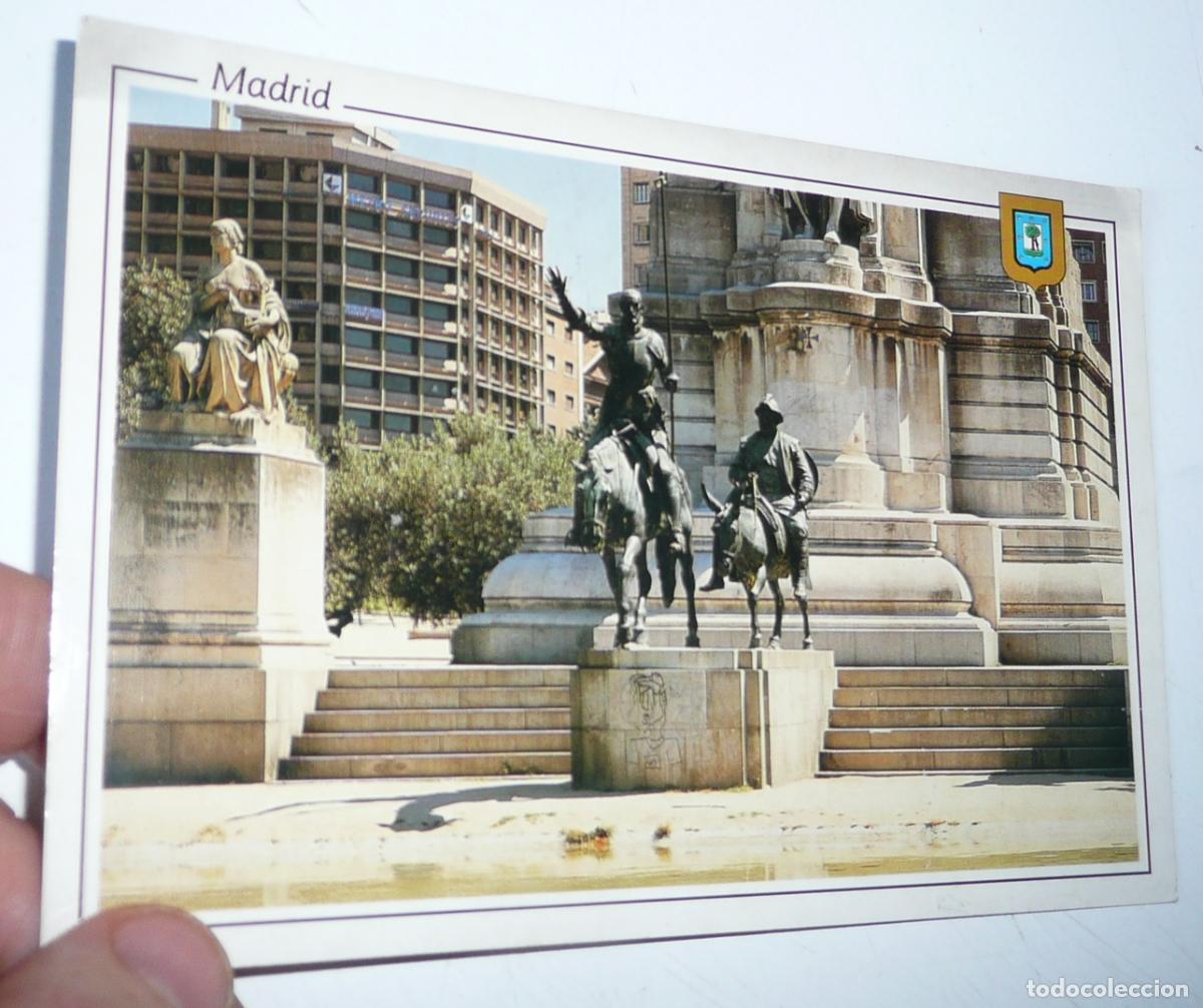 Postales: Postal de Madrid N&ordm; 61 Monumento a Don Quijote, Plaza de Espa&ntilde;a. Escudo de Oro. A&ntilde;o 1993