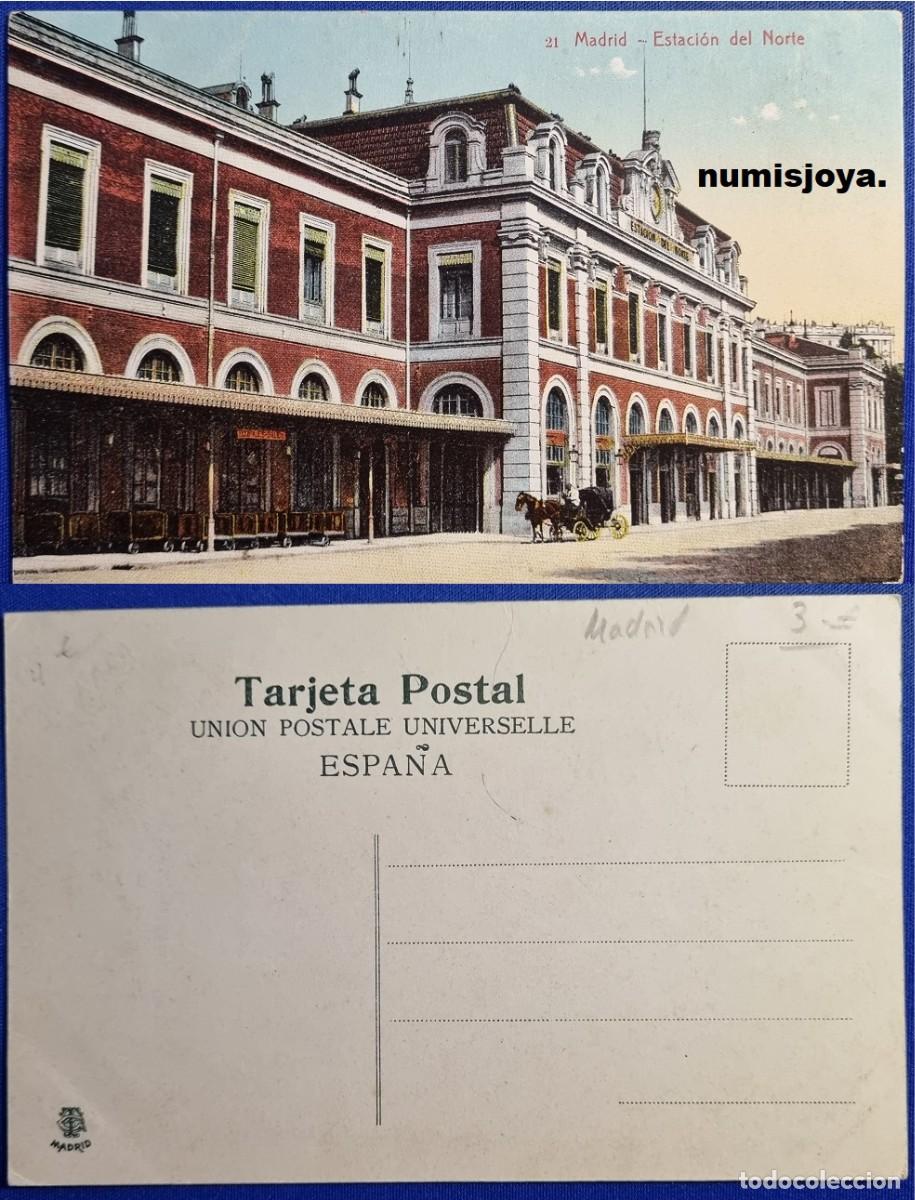 Postales: Postal Madrid Espa&ntilde;a a&ntilde;o 1910. Estaci&oacute;n del Norte.