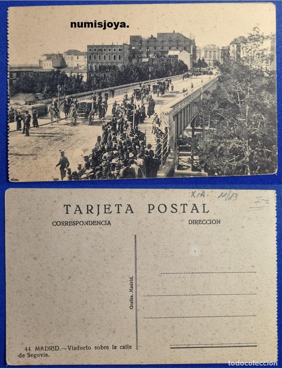 Postales: Postal Madrid Espa&ntilde;a a&ntilde;o 1910. Viaducto sobre la calle de Segovia. Ed. GRAFOS.