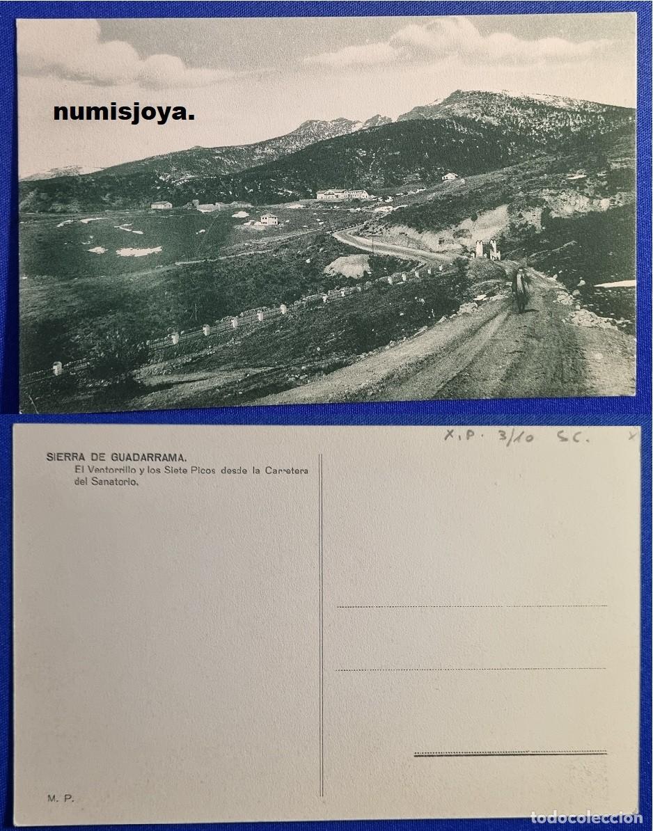 Postales: Postal Sierra de Guadarrama Madrid Espa&ntilde;a 1910. El Ventorrillo y los Siete Picos desde la carretera.