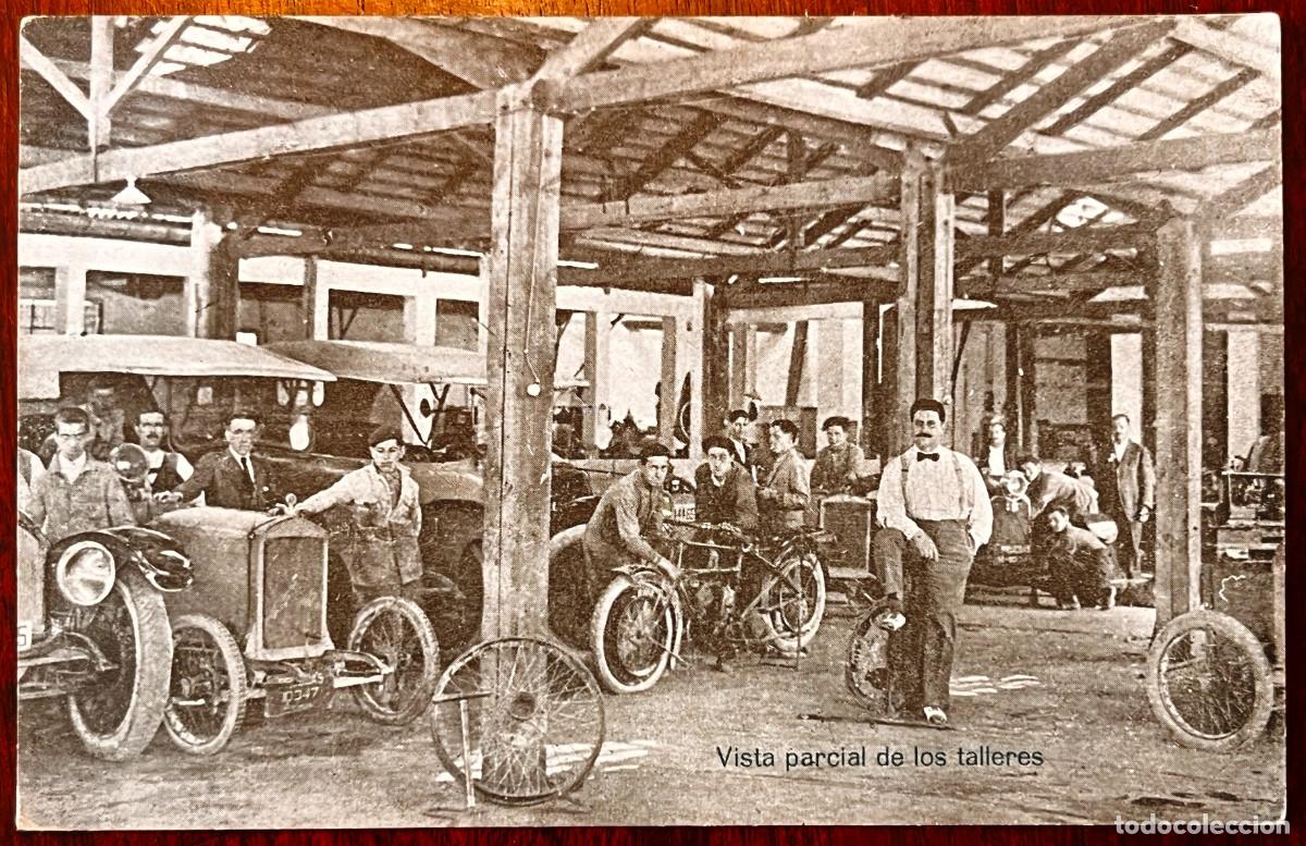Postales: RARA POSTAL LA HISPANO BELGA, TALLER AUTOM&Oacute;VILES MADRID, COCHES ANTIGUOS, HACIA 1910 1920