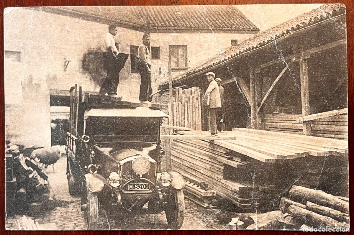 Postales: ANTIGUA TARJETA COMERCIAL DE MADRID, CAMI&Oacute;N DE TRANSPORTE DE MADERAS, ANTONIO Y JES&Uacute;S FE