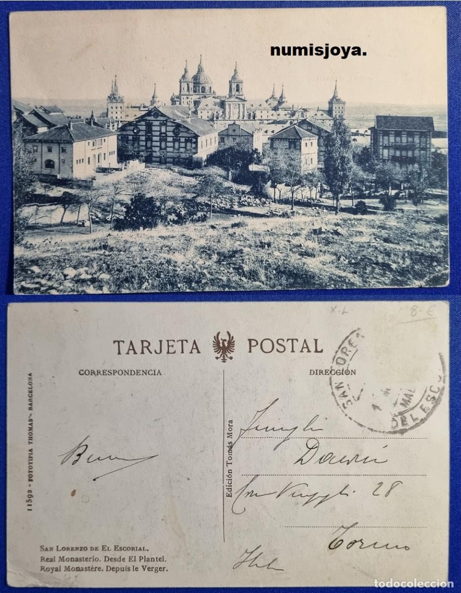 Postales: Postal de San Lorenzo del Escorial Madrid Espa&ntilde;a a&ntilde;o 1910 Real Monasterio desde Plantel Fot. THOMAS.