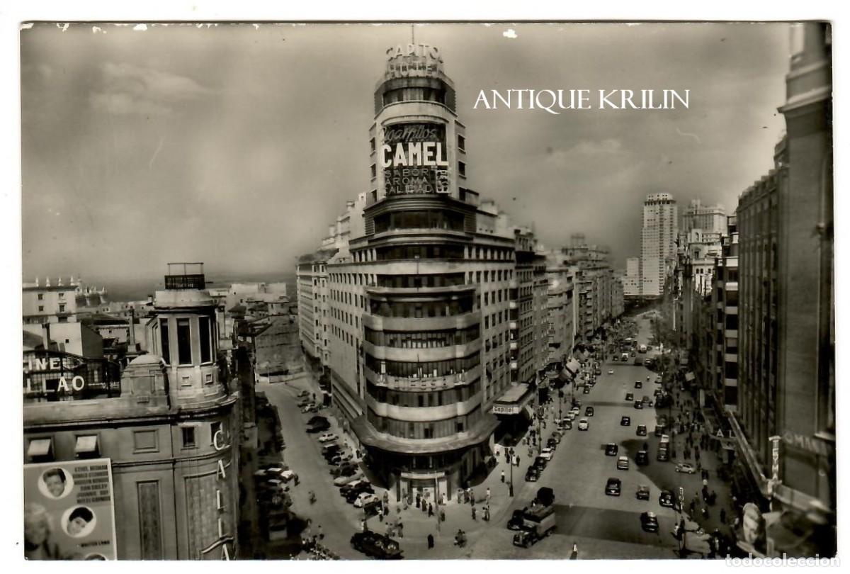 Postales: MADRID N&ordm; 6 AVDA. JOS&Eacute; ANTONIO Y CAPITOL / EDICION HAE / SIN FRANQUEAR PERO ESCRITA DORSO