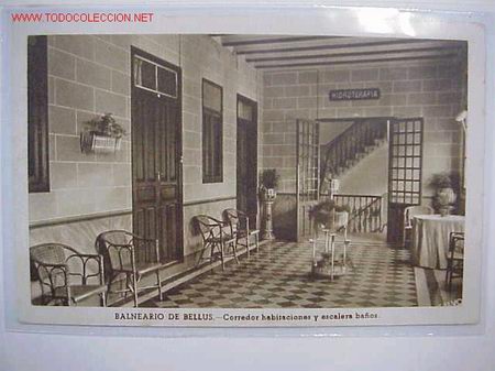 Postkarten: Postal BALNEARIO DE BELLUS Corredor habitaciones y escalera ba&ntilde;os
