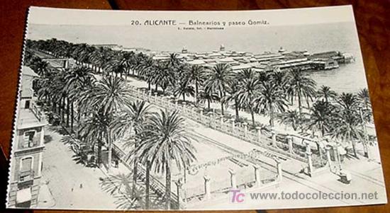 Postkarten: ANTIGUA POSTAL DE ALICANTE- BALNEARIOS Y PASEO GOMIZ, FOTO ROISIN - SIN CIRCULAR
