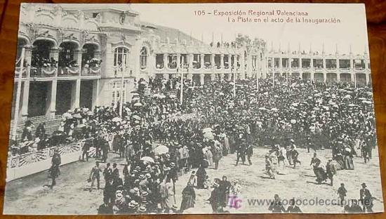Postkarten: ANTIGUA FOTOGRAFIA DE LA EXPOSICION REGIONAL VALENCIANA - N&ordm; 105 - LA PISTA EN EL ACTO DE LA INAGURA