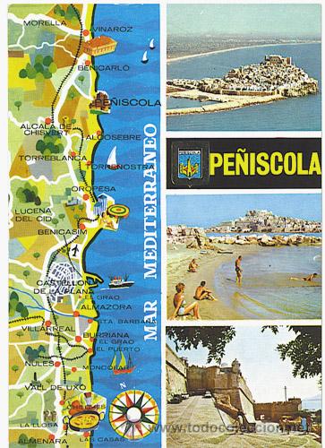 Postales: N&ordm;24 - PE&Ntilde;ISCOLA (Castell&oacute;n) - Vista a&eacute;rea. Vista general. Bajada de Felipe II