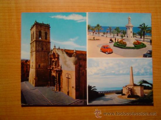 Cartoline: POSTAL VINAROZ TORRE E IGLESIA MONUMENTO A COSTA Y BORRAS Y PASEO M. A LA LIBERACION SIN CIRCULAR
