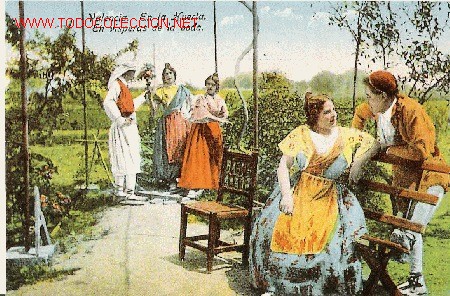 Postais: Valencia- En la huerta, en v&iacute;speras de la boda ( circa 1918) * REPRODUCCI&Oacute;N *