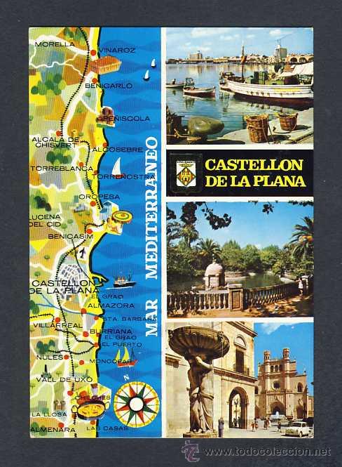 Postales: Postal de CASTELLO DE LA PLANA: 4 vistes (Ed.Comas Aldea num.56)