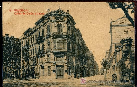 Postais: TARJETA POSTAL DE VALENCIA.N&ordm; 71. CALLE DE COLON Y LAURIA. FOTOTIPIA THOMAS