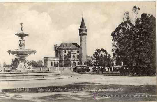 Postais: POSTAL ANTIGUA DE ESPA&Ntilde;A.VALENCIA FUENTE ALAMEDA Y PALACIO CONDESA RIPALDA