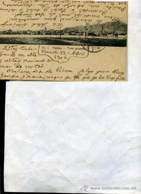 Cartoline: VILLENA n&ordm; 1 vista general (postal primitiva anterior a 1905), Juan Amoros ni . . .