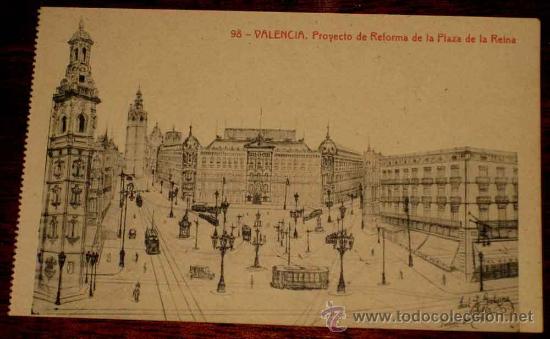 Postkarten: ANTIGUA POSTAL DE VALENCIA - PROYECTO DE REFORMA DE LA PLAZA DE LA REINA - ED. THOMAS - NO CIRCULADA