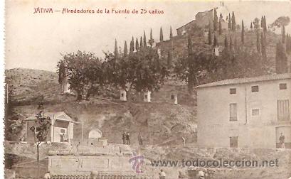 Postkarten: POSTAL JATIVA ALREDEDORES DE LA FUENTE DE 25 CA&Ntilde;OS