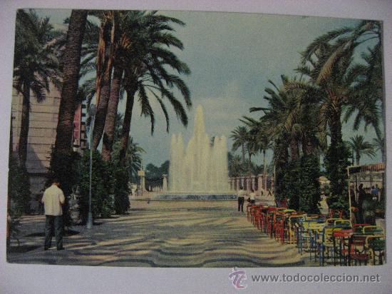 Postales: POSTAL ESCRITA SIN CIRCULAR DE ALICANTE,EXPLANADA DE ESPA&Ntilde;A,AL FONDO FUENTE LUMINOSA.