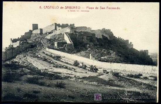 Postales: CASTILLO DE SAGUNTO (Valencia) : L. Roisin N&ordm;8 - Plaza de San Fernando.