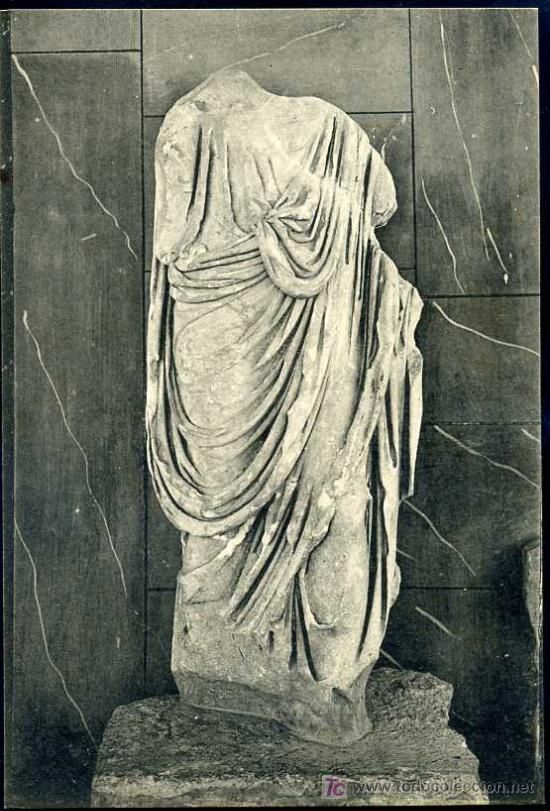 Cartoline: CASTILLO DE SAGUNTO (Valencia) : L. Roisin N&ordm;4 - Estatua Romana Encontrada en las Excavaciones.