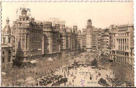 Postais: 1995 -  VALENCIA - PLAZA DEL CAUDILLO -  EDI E.T. CIRCULADA 1956