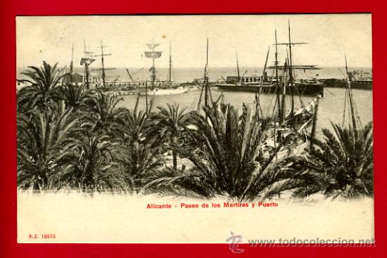 Postkarten: alicante, paseo de los martires y puerto, coleccion pz,   p44392