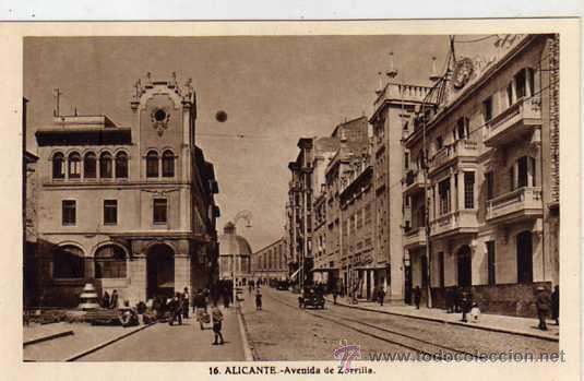 Postkarten: Alicante. n&ordm; 16. Avenida Zorrilla. L. Roisin. Sin circular.