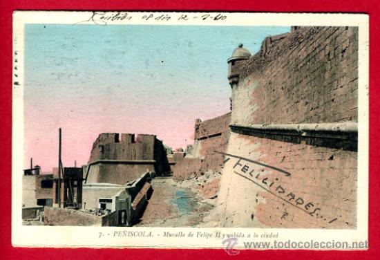 Postales: pe&ntilde;iscola, castellon, muralla de felipe II y subida a la ciudad,  p49365