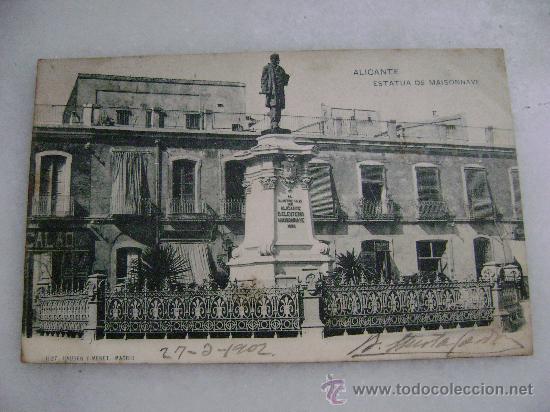 Postcards: ALICANTE.ESTATUA DE MAISONAVE.12586