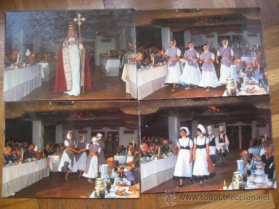 Postales: Hosteria del Mar. Pe&ntilde;iscola. Cenas Medievales del Papa Luna. 4 postales sin circular. 1972