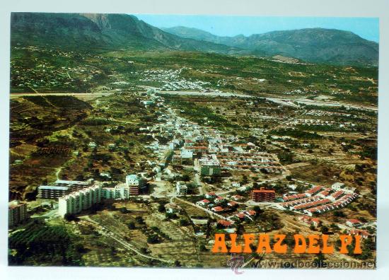 Postais: Postal Alfaz del Pi Vista a&eacute;rea Ed Hermanos Galiana a&ntilde;os 60 sin circular