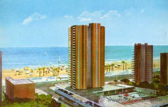 Postales: EDIFICIO LOS GEMELOS BENIDORM ALICANTE SIN CIRCULAR - Foto 1