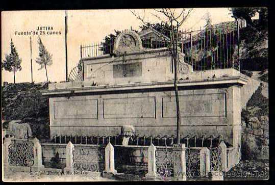 Postales: Jativa. fuente de 25 ca&ntilde;os. No circulada.