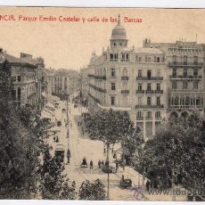 Postales: POSTAL DE VALENCIA, PARQUE EMILIO CASTELAR Y CALLE LAS BARCAS,NO CIRCULADA