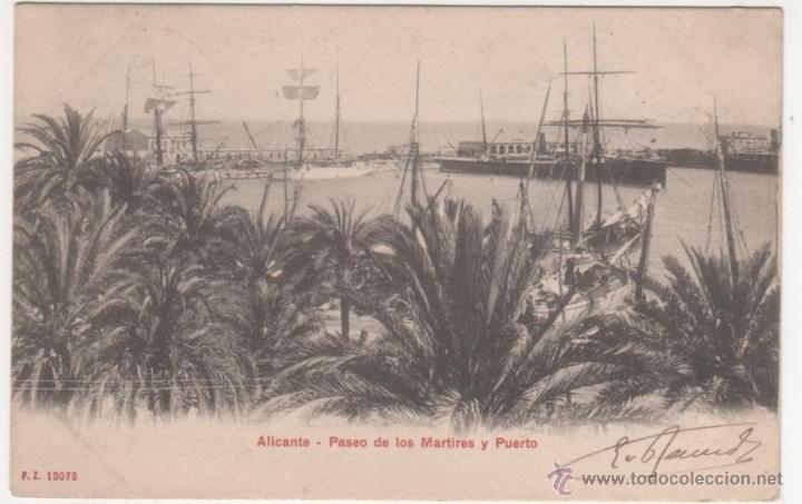 Postkarten: ALICANTE.- Paseo de los Martires y Puerto