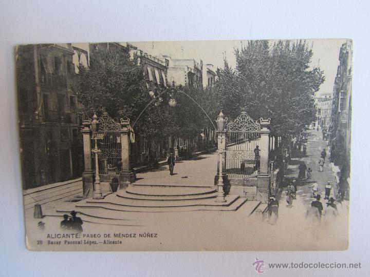 Postkarten: Postal antigua de Alicante. Paseo de Mendez Nu&ntilde;ez. 28 Bazar Pascual Lopez. Sin circular