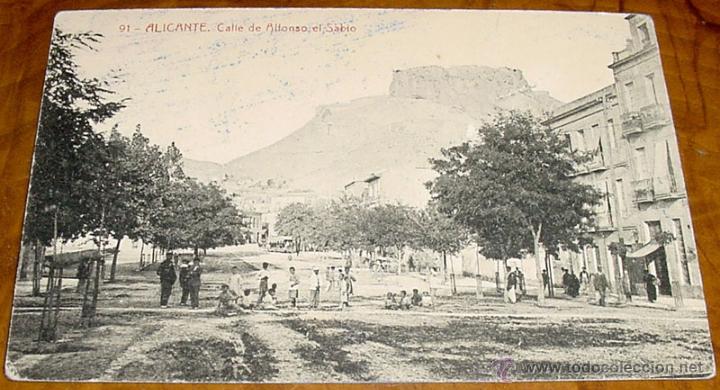 Postais: ANTIGUA POSTAL DE ALICANTE - CALLE DE ALFONSO EL SABIO - NO CIRCULADA - ESCRITA - ED. THOMAS.