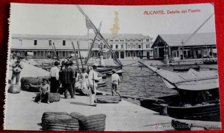 Postkarten: ANTIGUA POSTAL DE ALICANTE - DETALLE DEL PUERTO - NO CIRCULADA - ED. THOMAS.
