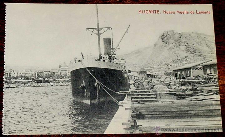 Postkarten: ANTIGUA POSTAL DE ALICANTE - NUEVO MUELLE DEL LEVANTE - ED. THOMAS 2224 - NO CIRCULADA.