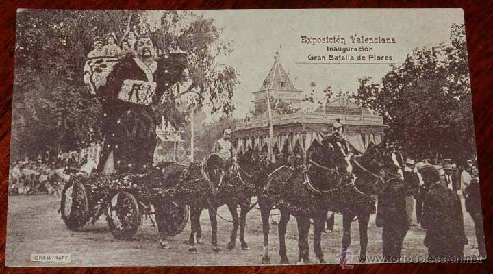 Postkarten: Antigua Postal: Exposici&oacute;n Regional Valenciana - Inauguraci&oacute;n Gran Batalla de Flores. 1911 - Publici