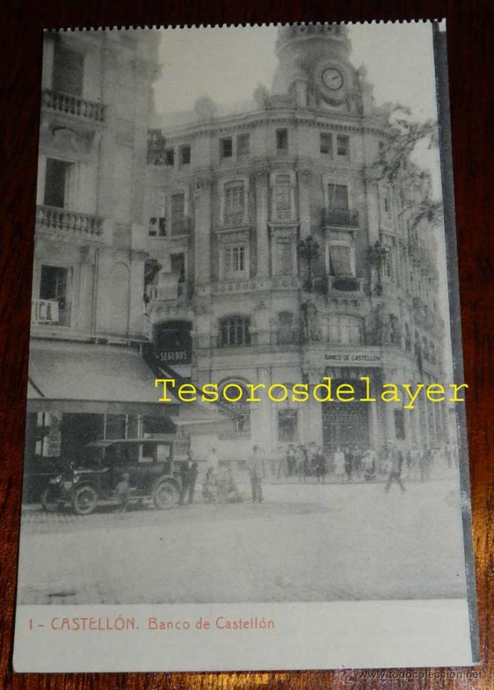 Postkarten: antigua postal de castellon, n. 1, banco de castellon, ed. thomas, libreria viuda de b. ballester, n