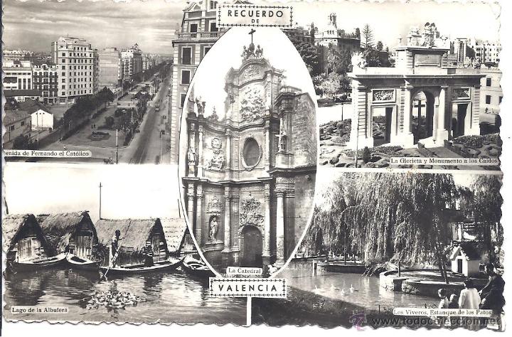 Postkarten: PS4092 POSTAL FOTOGR&Aacute;FICA DE RECUERDO DE VALENCIA CON DIFERENTES VISTAS - CIRCULADA
